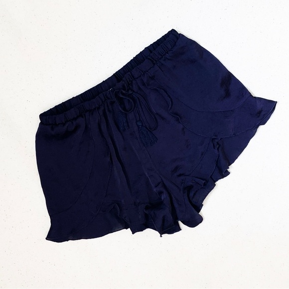 Free People Intimately Cascading Petal Navy Blue Silky Bedtime Shorts, size XS - Picture 4 of 8